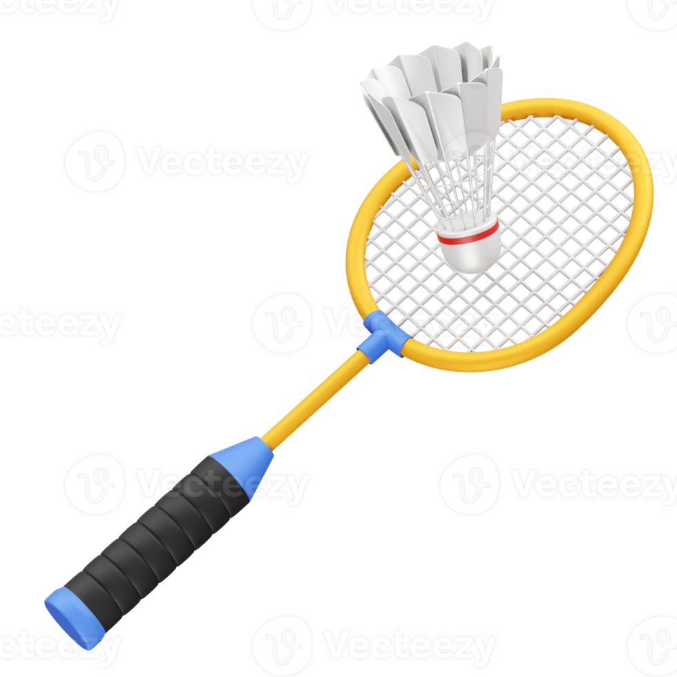 Badminton Racket and Shuttlecock icon 3d rendering illustration png