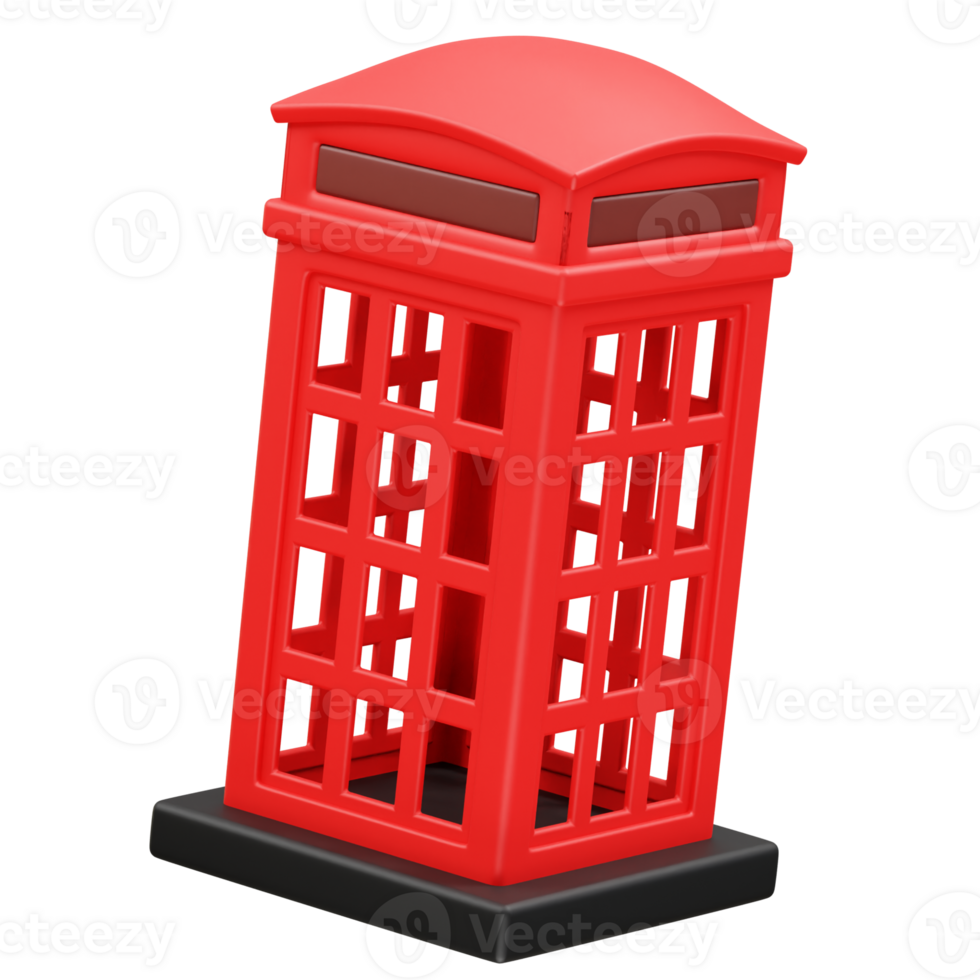 red telephone box icon 3d render illustration png
