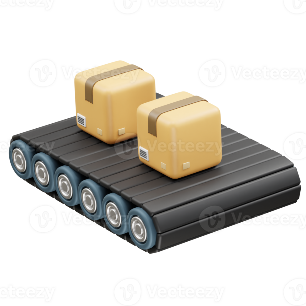 Conveyor Belt with Boxes Shipping and Logistics Concept icon 3d illustration png