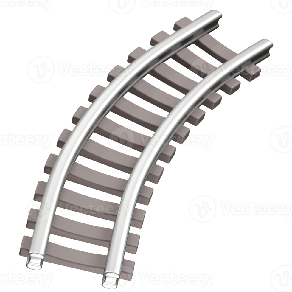 Train Tracks Illustration of Railroad and Transportation icon 3d. Rail way track icon 3d render png