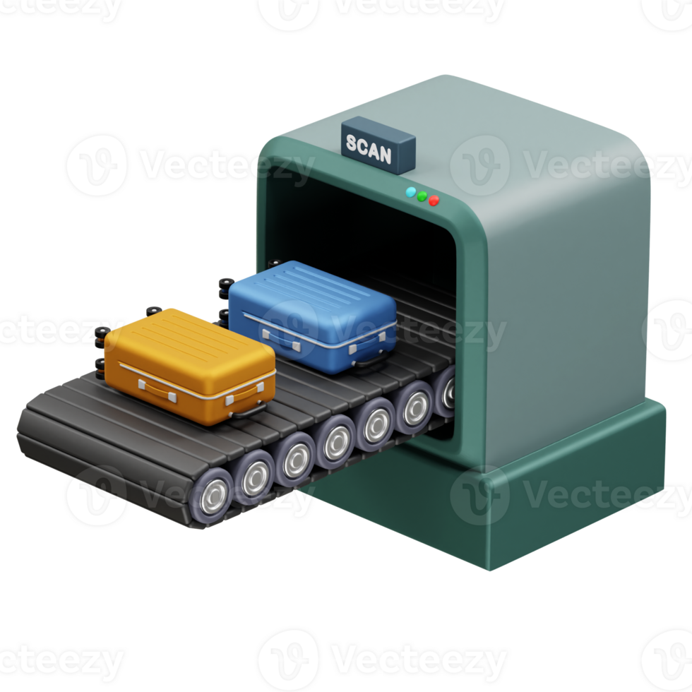 Airport Security Check with Baggage Scanner icon 3d. Conveyor belt icon 3d illustration png