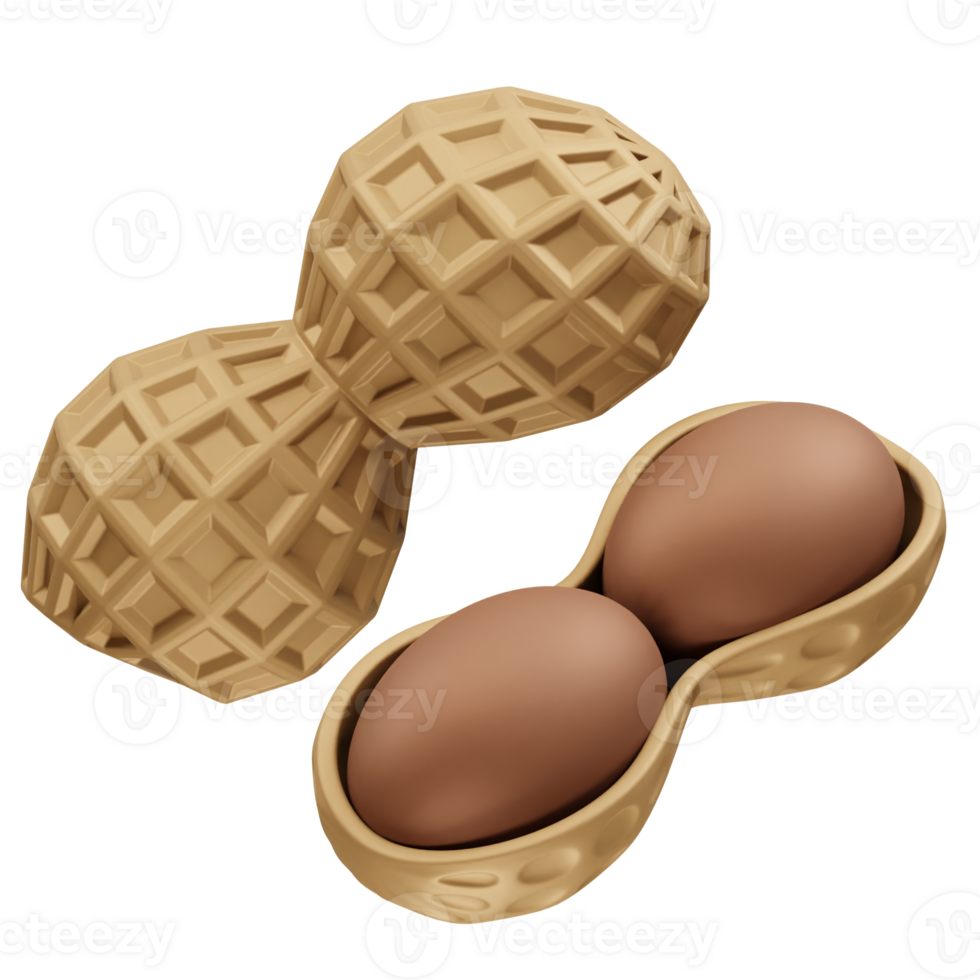 Peanuts Open Shell and Whole Groundnuts icon 3d rendering illustration png