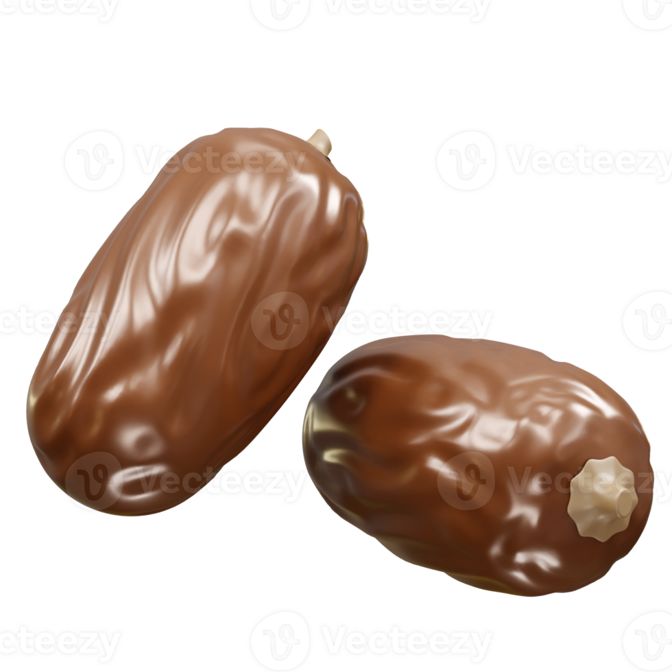 Two delicious, shiny dates icon rendering 3d illustration png