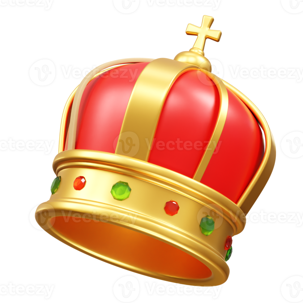 Golden Crown with Gemstones icon 3d render. Crown icon 3d render illustration png