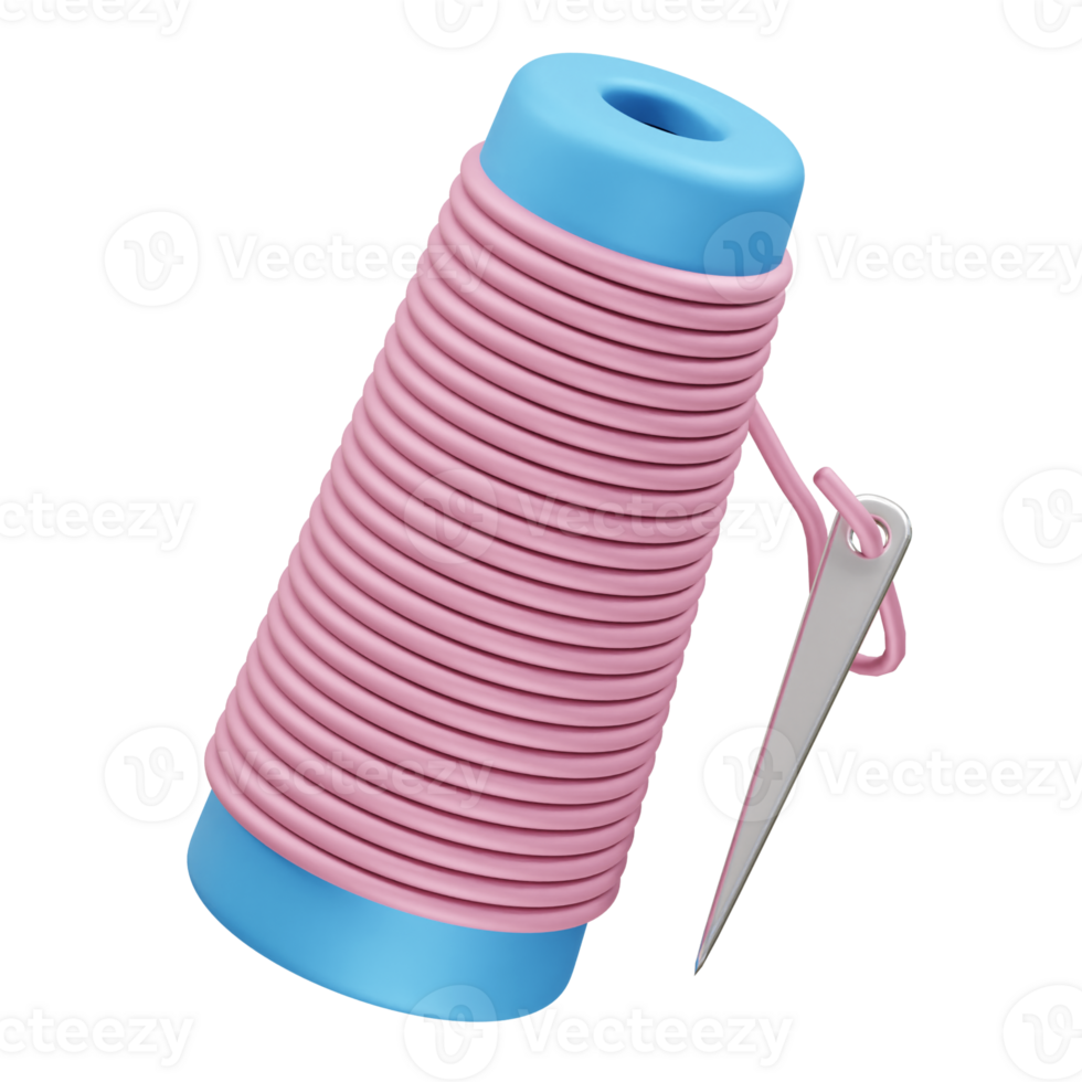 sewing thread Spool with Needle icon 3d render illustration png