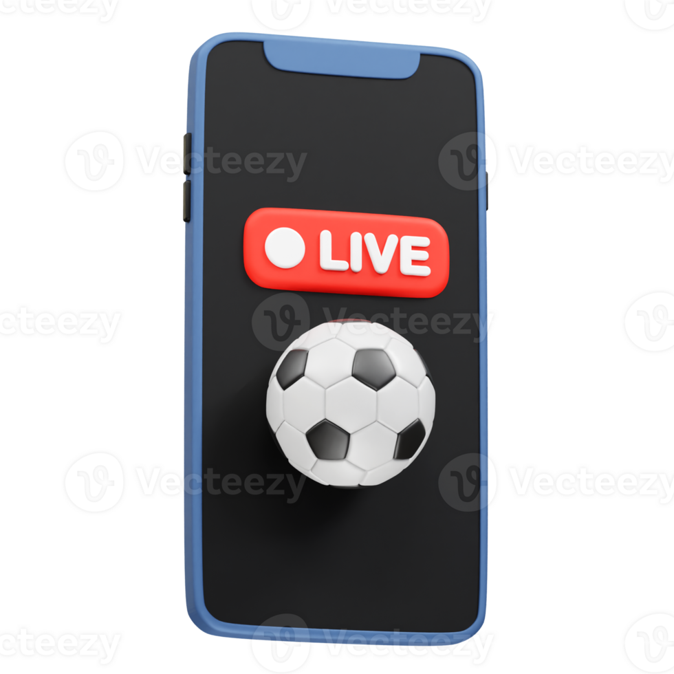 Live Football Match on Mobile icon 3d. Football score mobile icon illustration 3d png