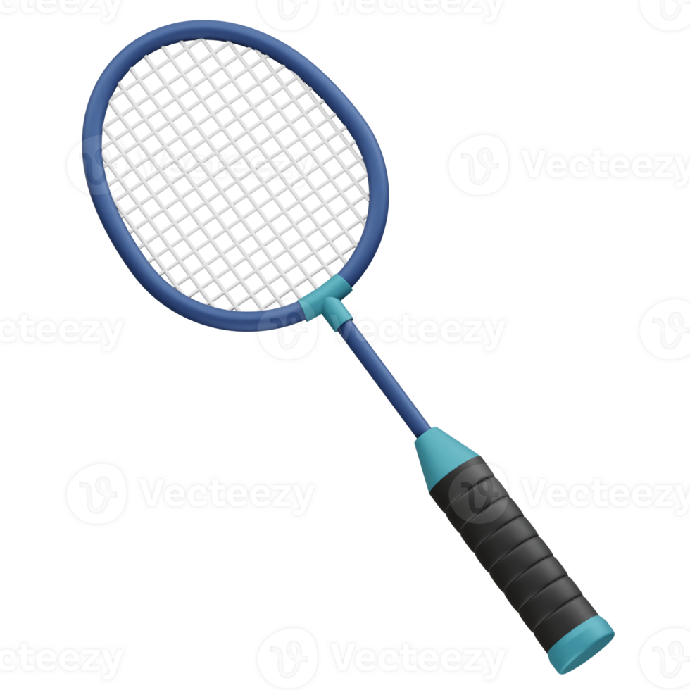 badminton racket with a black handle icon 3d rendering illustration png