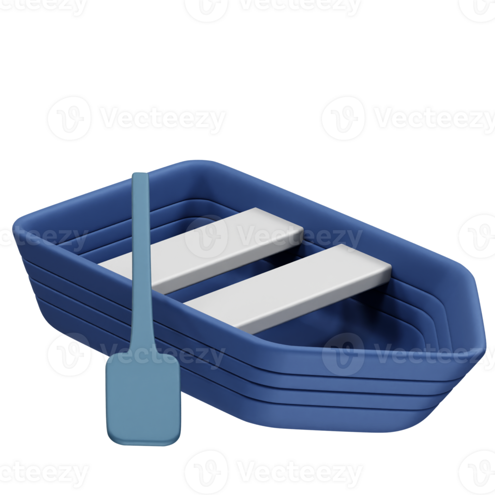 Boat with Paddle icon 3d render. Water boat icon 3d render illustration png