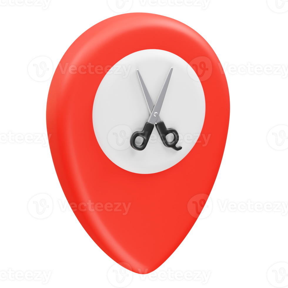 Hair Salon Location Pin icon 3d. Barber shop location icon 3d illustration png