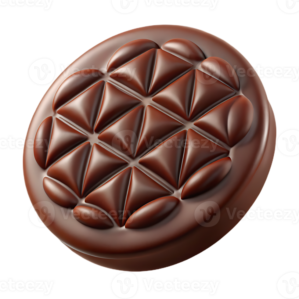 transparent chocolate candy with geometric pattern on transparent background png