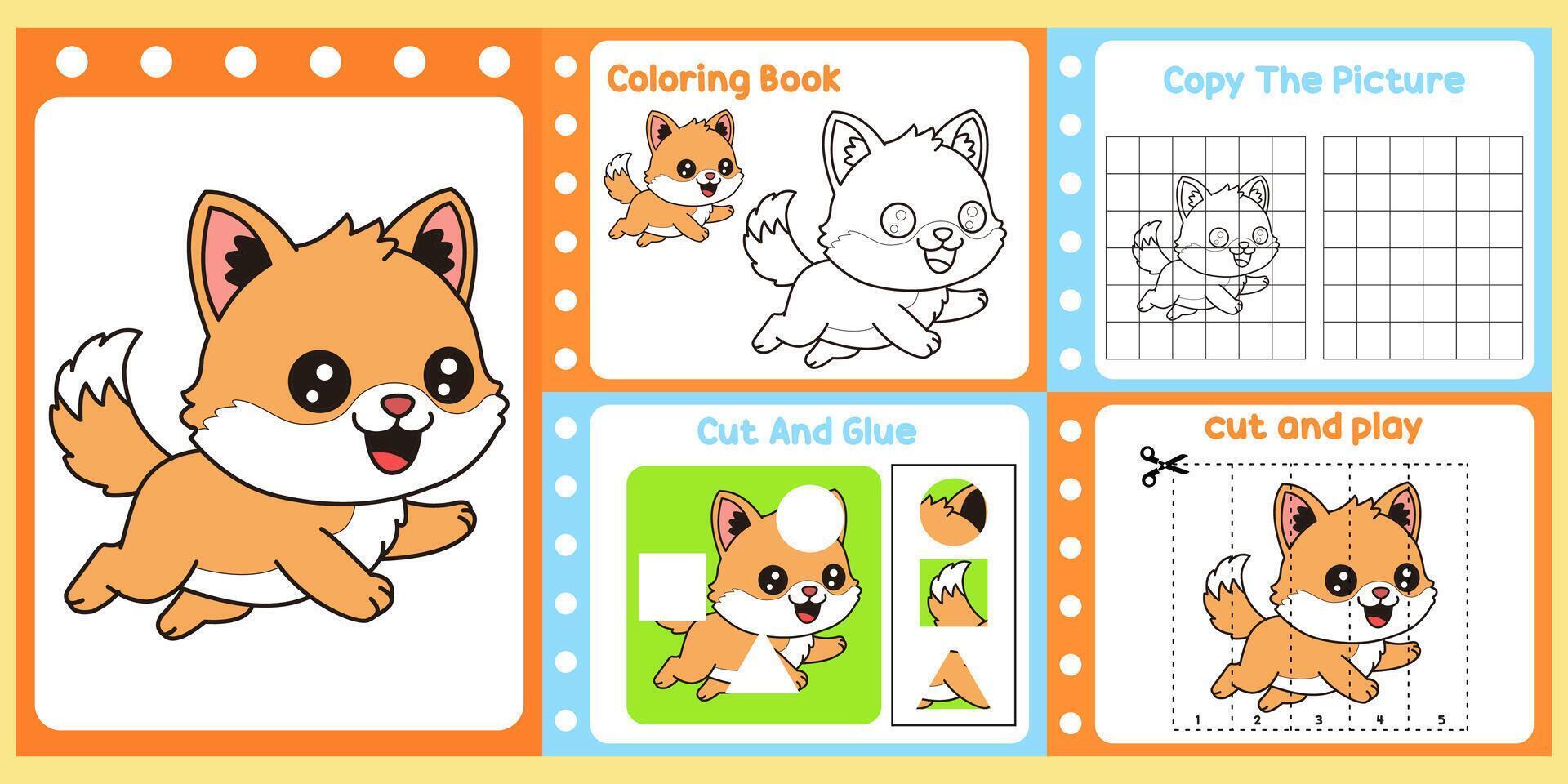 worksheets pack for kids a animal . vector