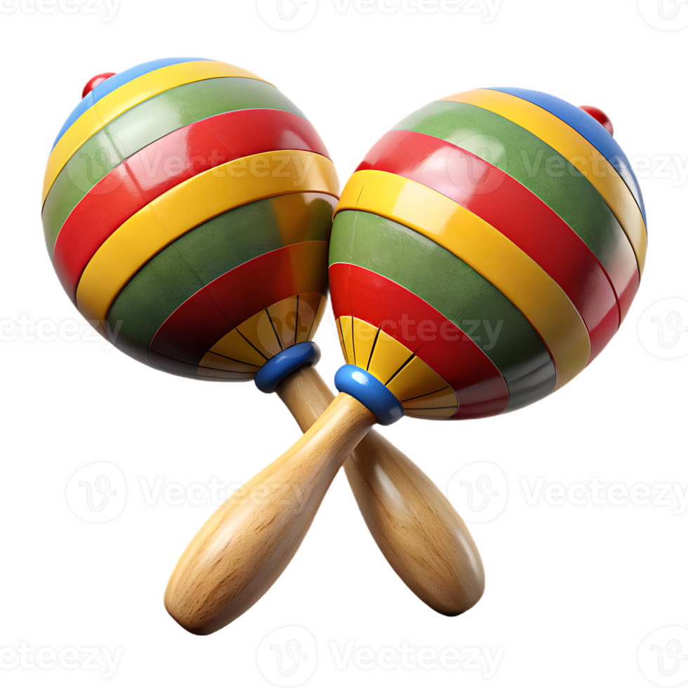 Colorful maracas crossed on transparent background png
