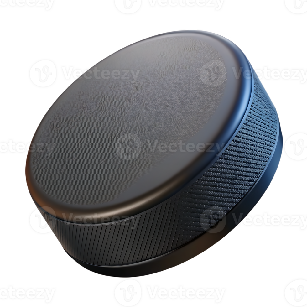 Closeup of transparent hockey puck on transparent background png