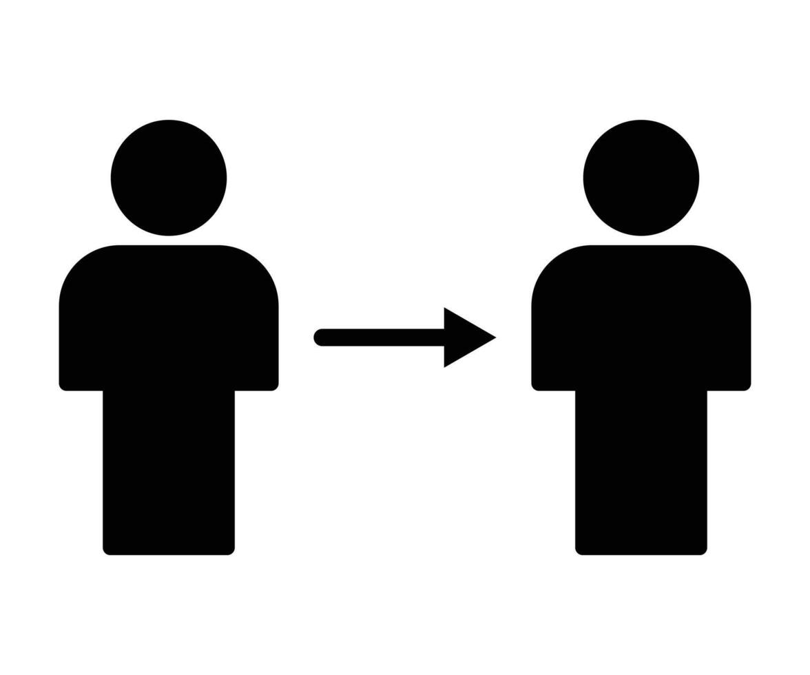 person to person change management icon in black flat with arrow. Substitution Black Icon. EPS 10. vector