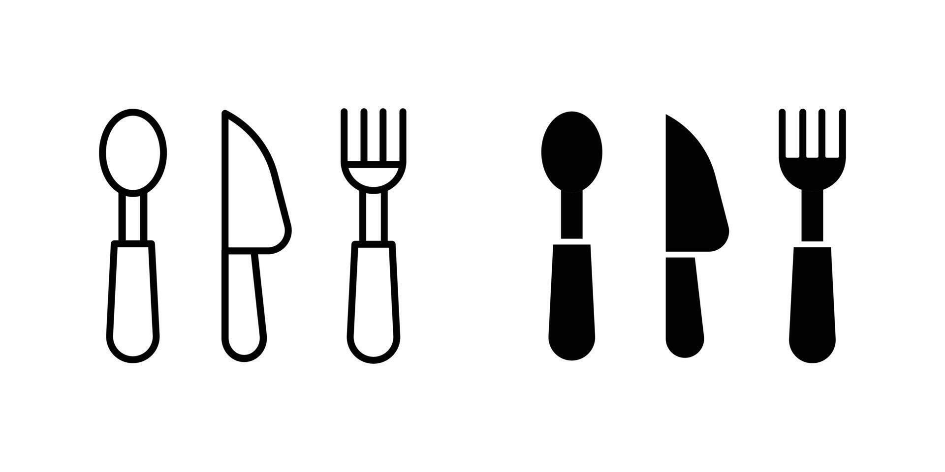 cutlery icon set. Fork, knife, spoon icons, restaurant symbols. spoon and fork restaurant icon illustration. vector