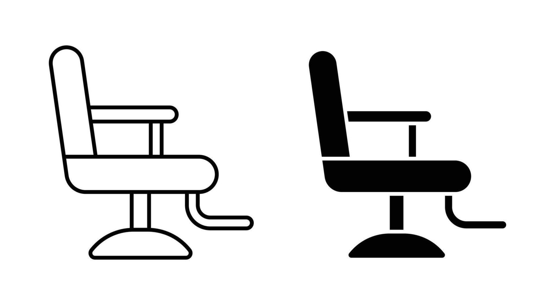 Barber chair icon set. beauty salon chair outline and filed icon. barbershop chair. vector