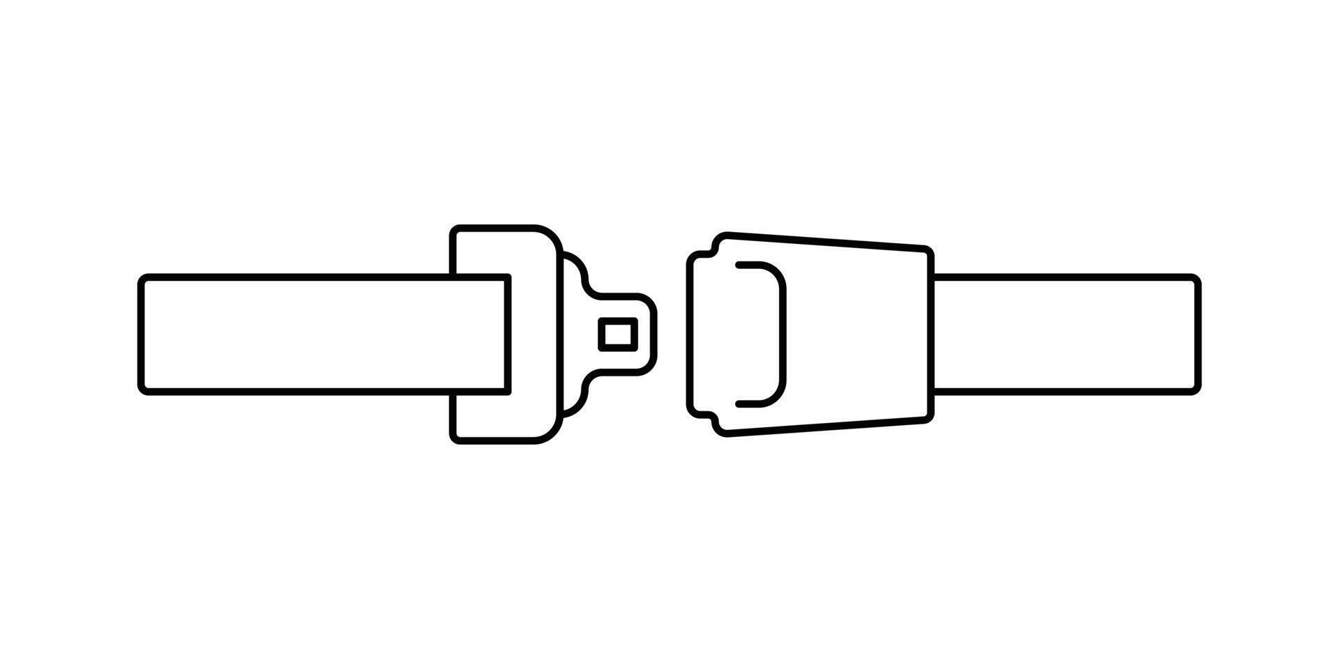 Seat belt icon. Safety seat belt thin outline icon. open sit belt. Fasten your seat belt sign. Driver protection strip with buckle concept on white background. vector