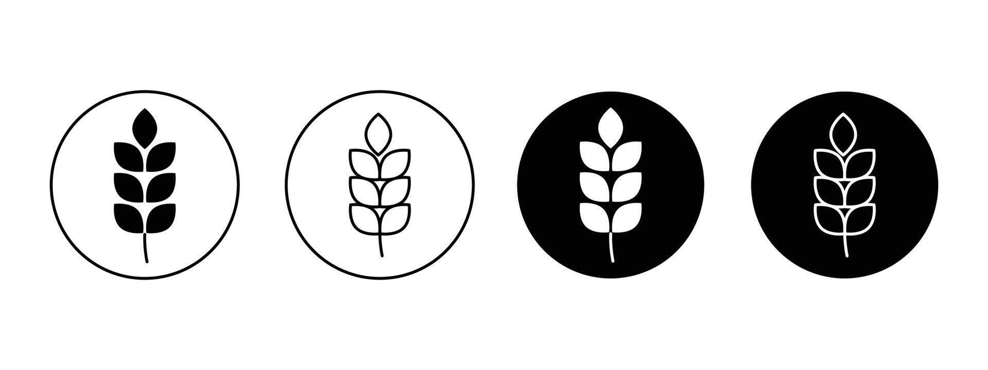 Gluten free icon set. wheat icon. agriculture sign. Non gluten food sign for apps and websites black on white background. vector