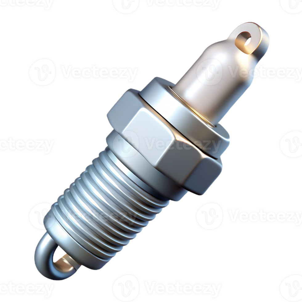 Single metal spark plug on transparent background png