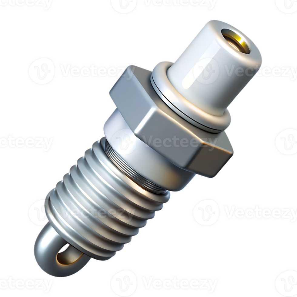 Automotive spark plug closeup on transparent background png