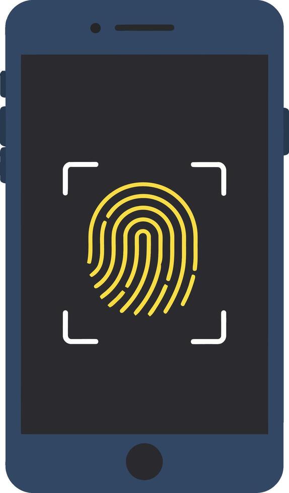 Smartphone with fingerprint identification security technology on screen for user authentication and privacy protection vector