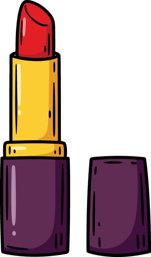 Red Lipstick with Purple Case Icon for Beauty and Makeup Design Illustration vector
