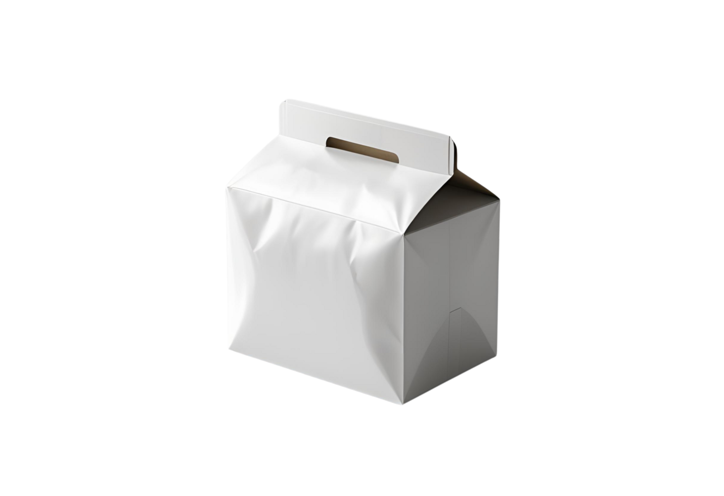 Blank white sealed mockup package isolated for product branding display. png