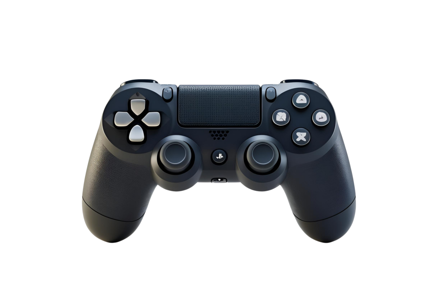 Realistic black console game controller. 3D rendering for graphic display. png