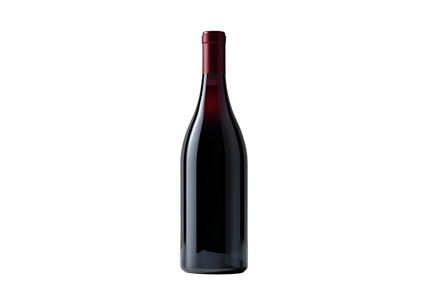 Dark red wine bottle isolated. Elegant alcohol drink display graphic. png