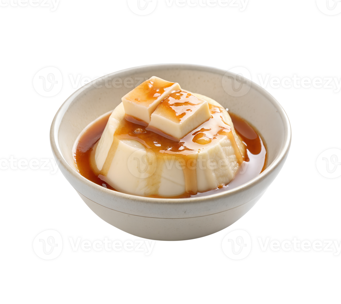 Tofu pudding with syrup in a bowl on transparent background png