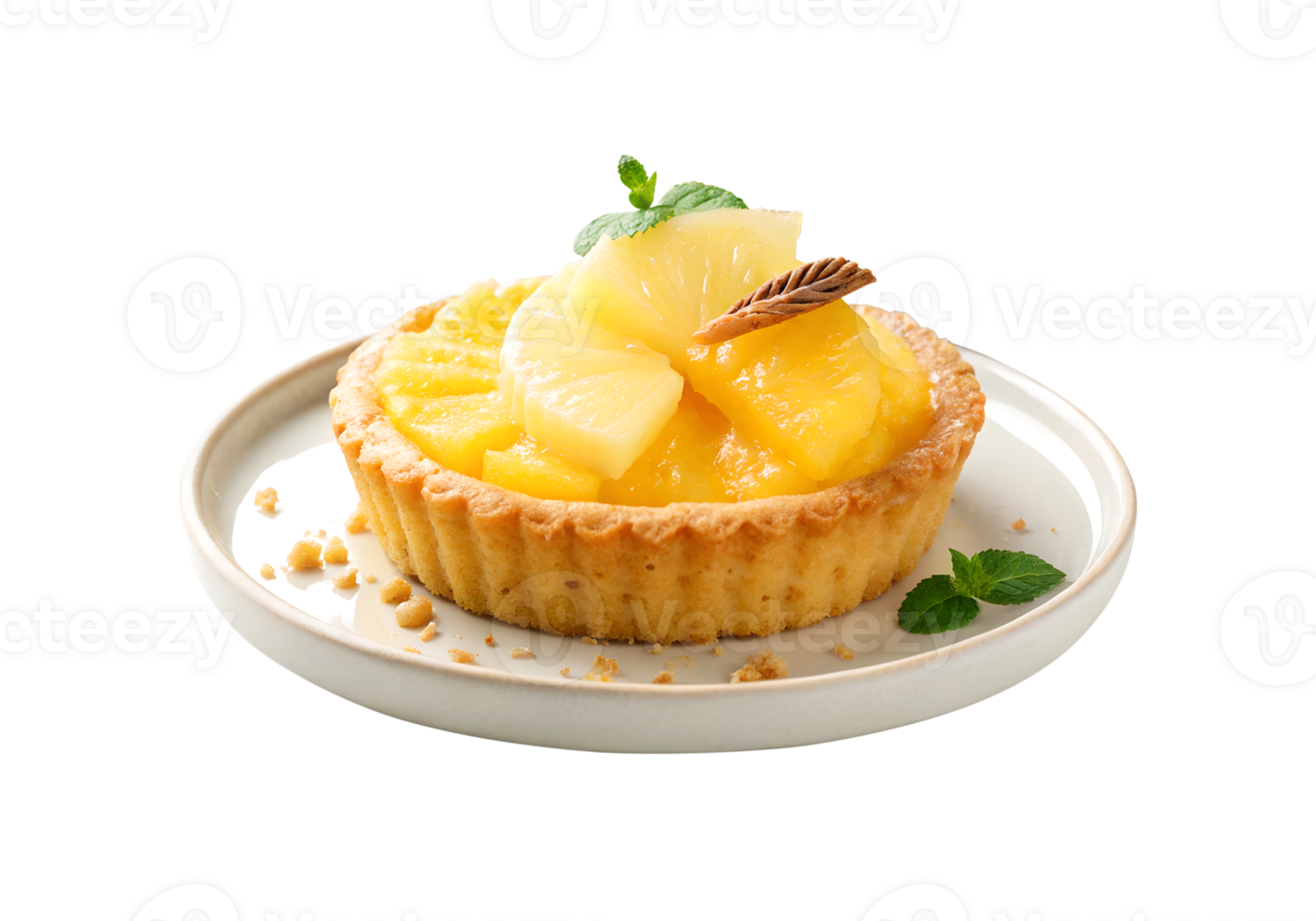 Pineapple tartlet served on a plate isolated on transparent background png