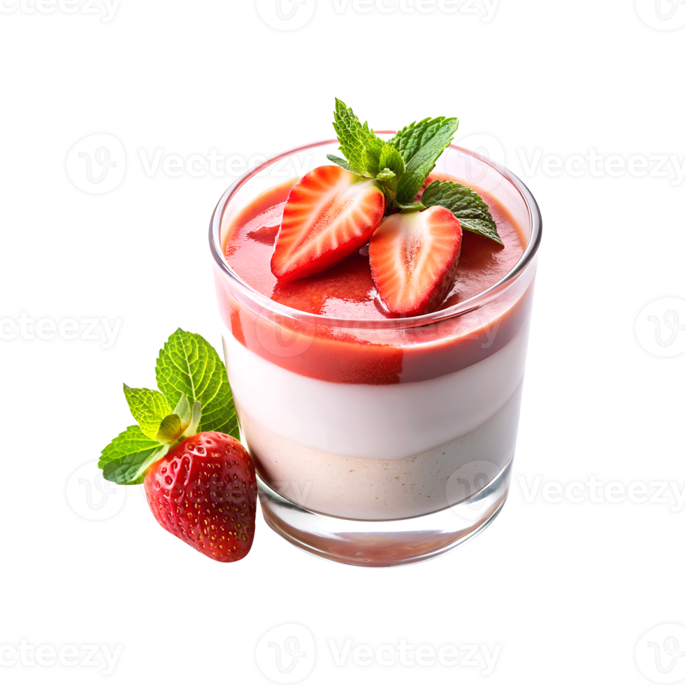 Strawberry mousse in a glass isolated on transparent background png