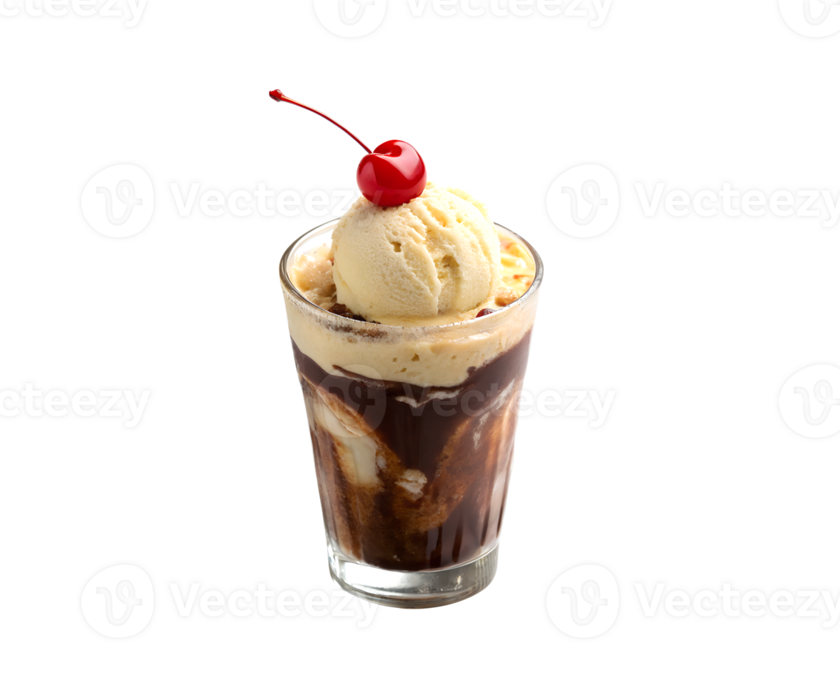 Ice cream float with cherry isolated on transparent background png