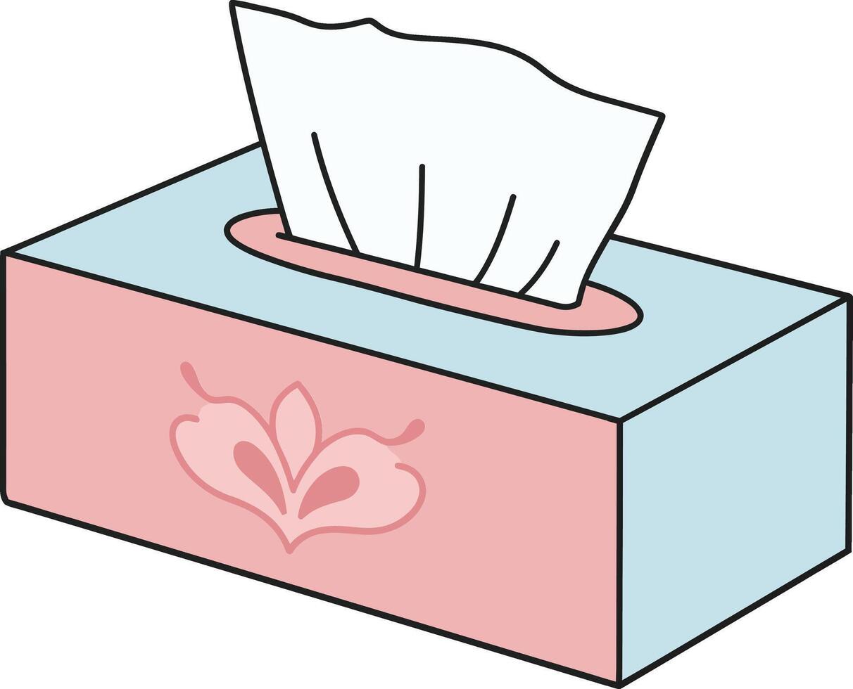 Tissue box with floral pattern in pastel pink and blue colors for clean hygiene and comfort use vector