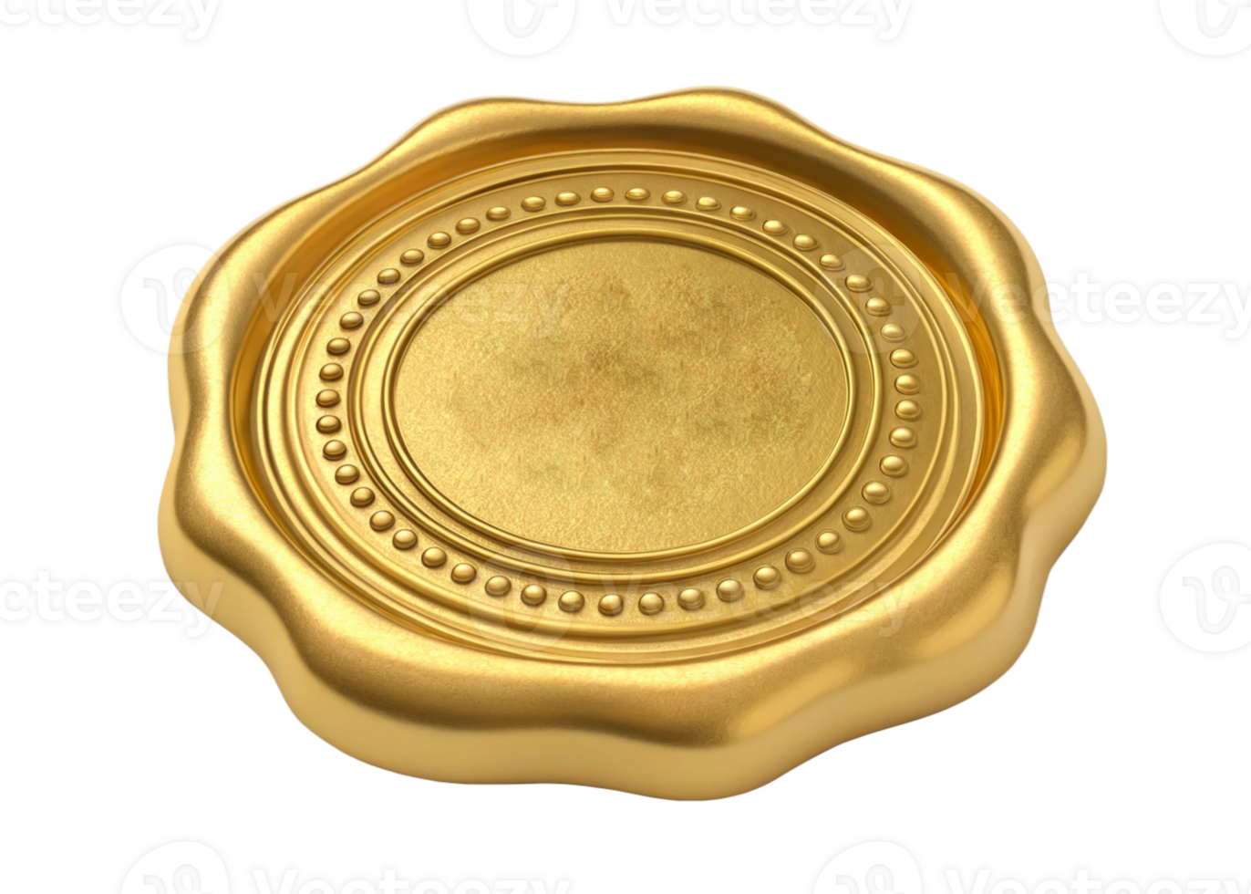 Golden Wax Seal Embossed Blank Element on Transparent Background png