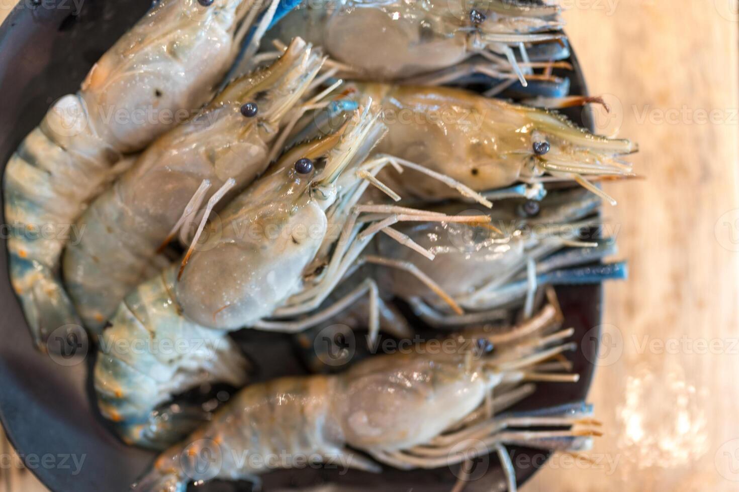 Big freshwater prawns. River prawns for cooking. photo