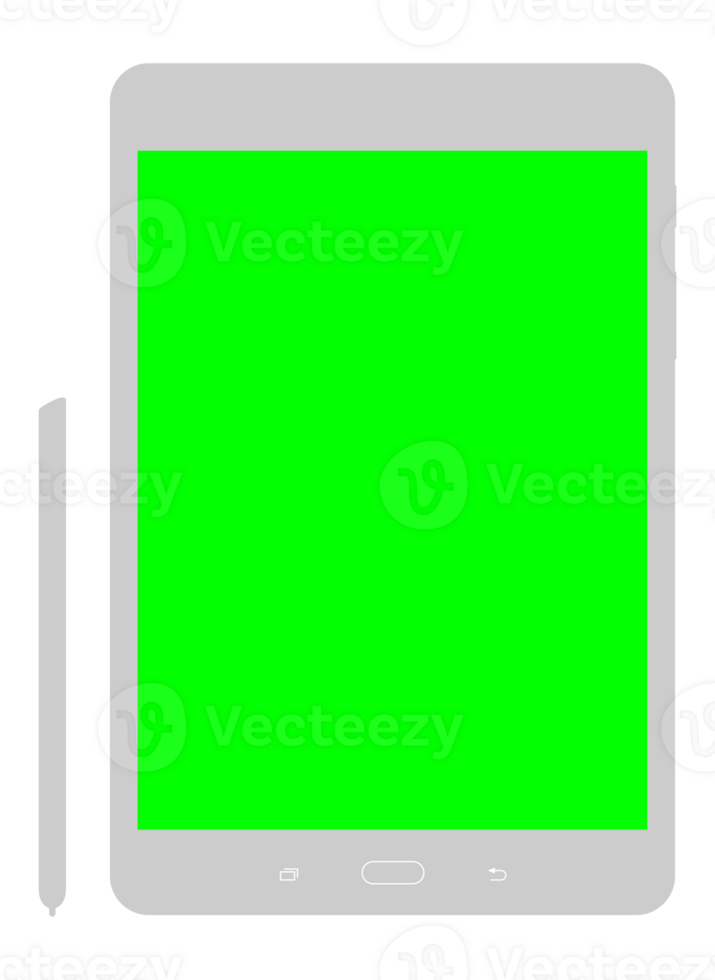 Tablet Computer Silhouette With Green Screen, can use for Pictogram, Image, Apps, Framework, Mock Up, Simulation, Background, or Graphic Design Element. png