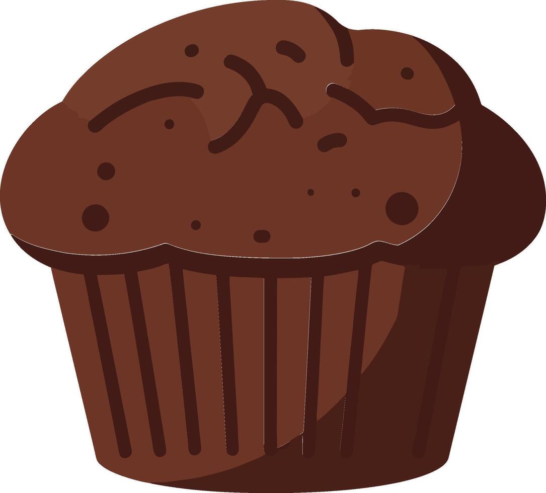 Chocolate muffin with rich texture and moist crumb perfect for dessert and snack lovers vector