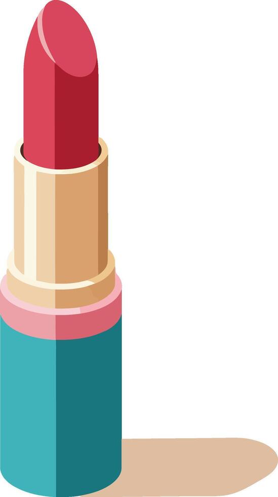 Lipstick cosmetic beauty product makeup red pink gold tube container packaging illustration vector