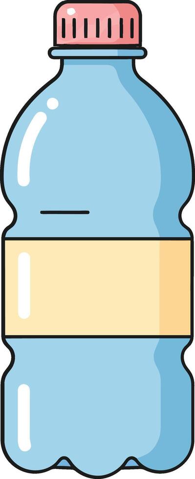 Plastic water bottle with blank label and pink cap isolated on white background illustration vector