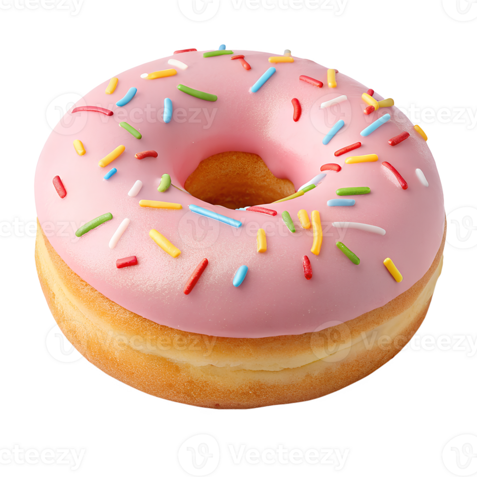 A pink doughnut with sprinkles on it png