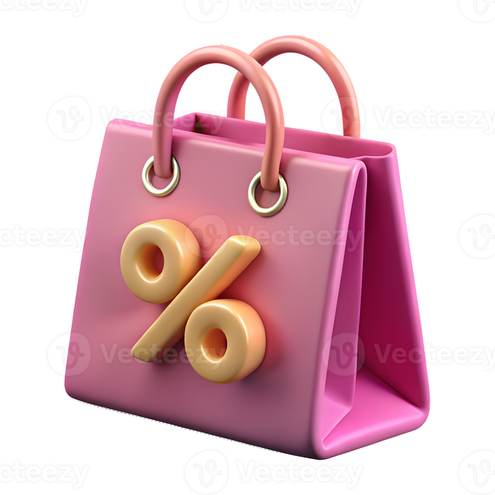 A shopping bag with a percentage sign on it png