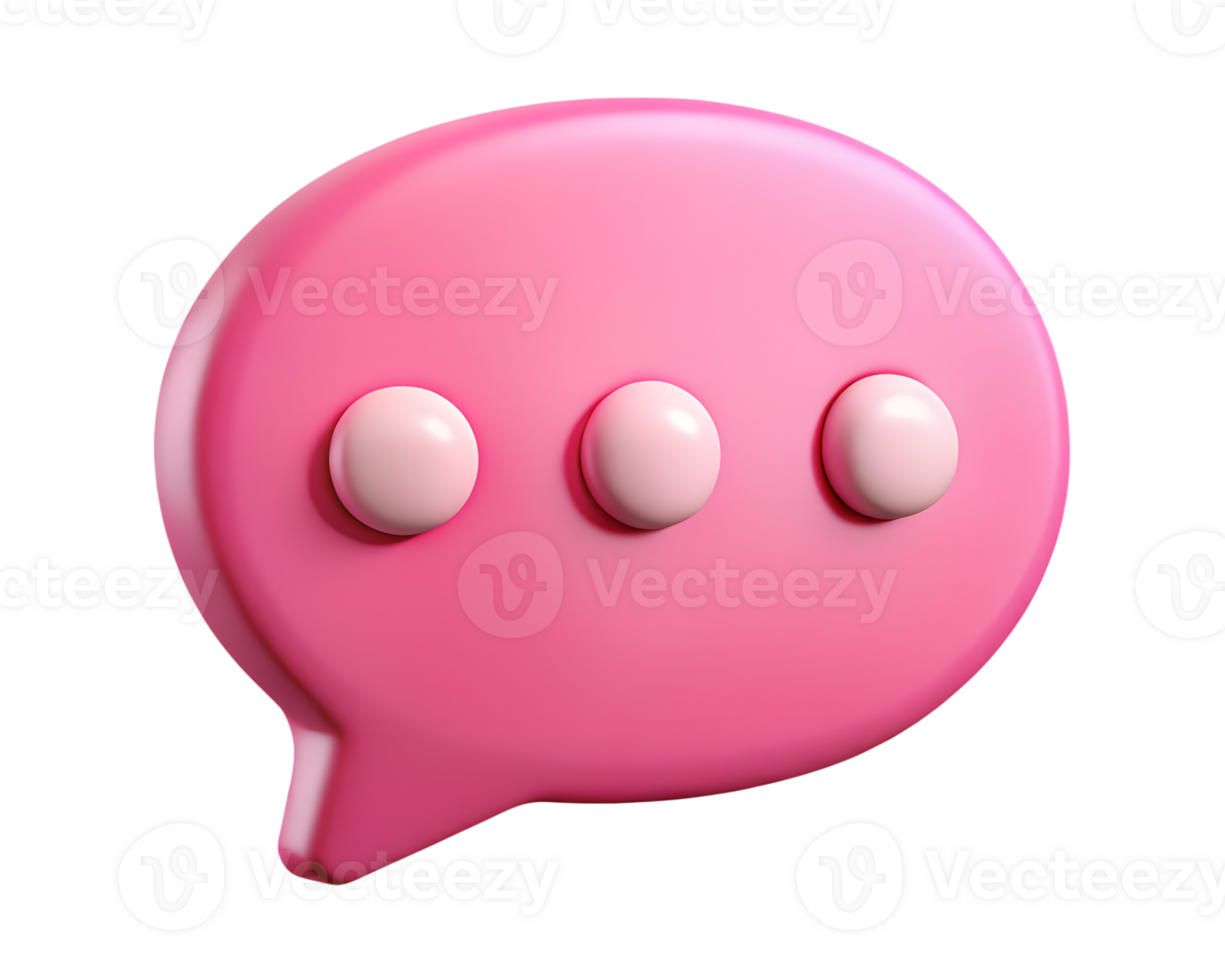 A pink speech bubble with three dots on it png