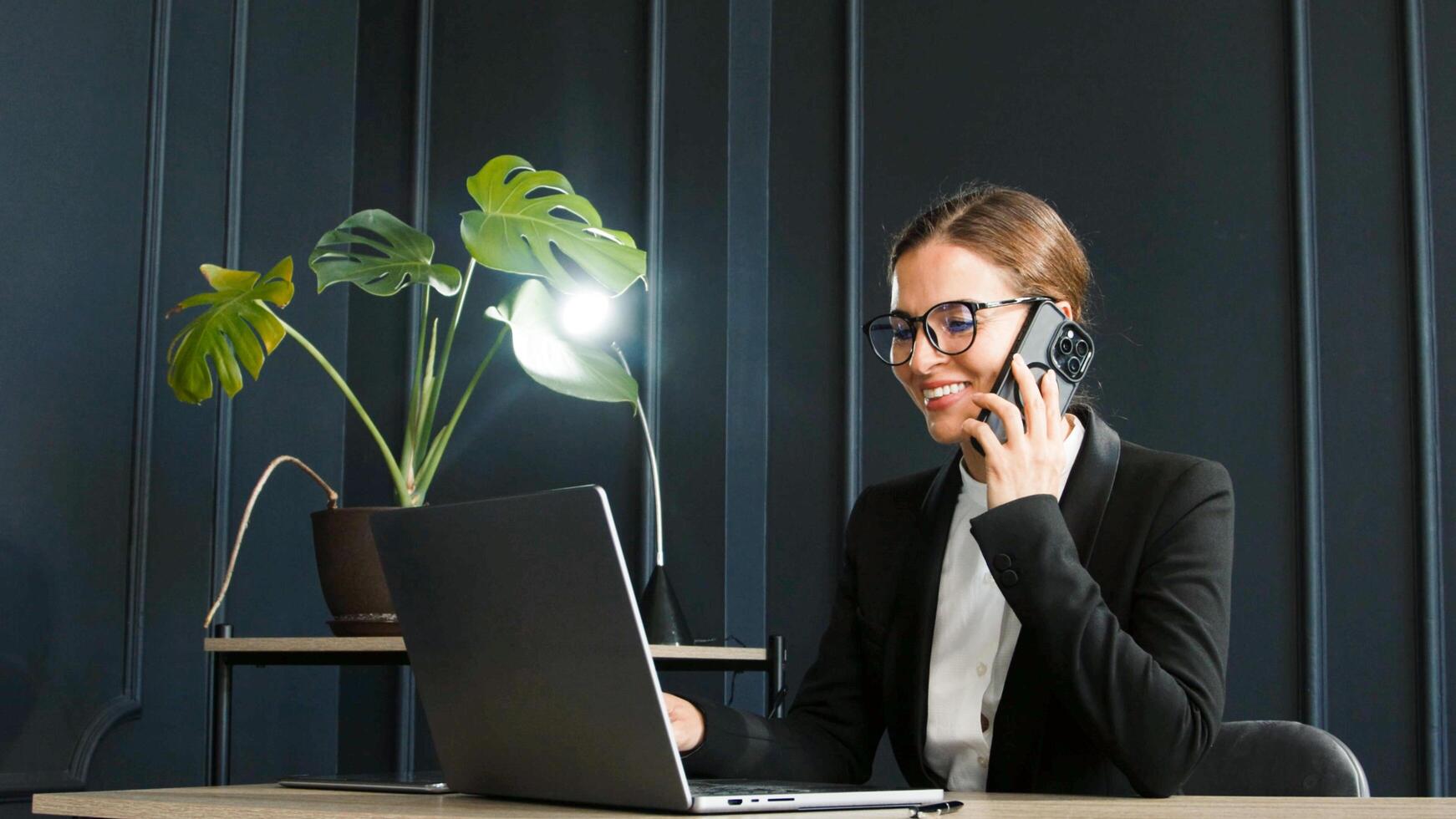 Concept of leadership, achievement, and professional success. A confident middle-aged businesswoman, thriving as a director in a modern office. photo