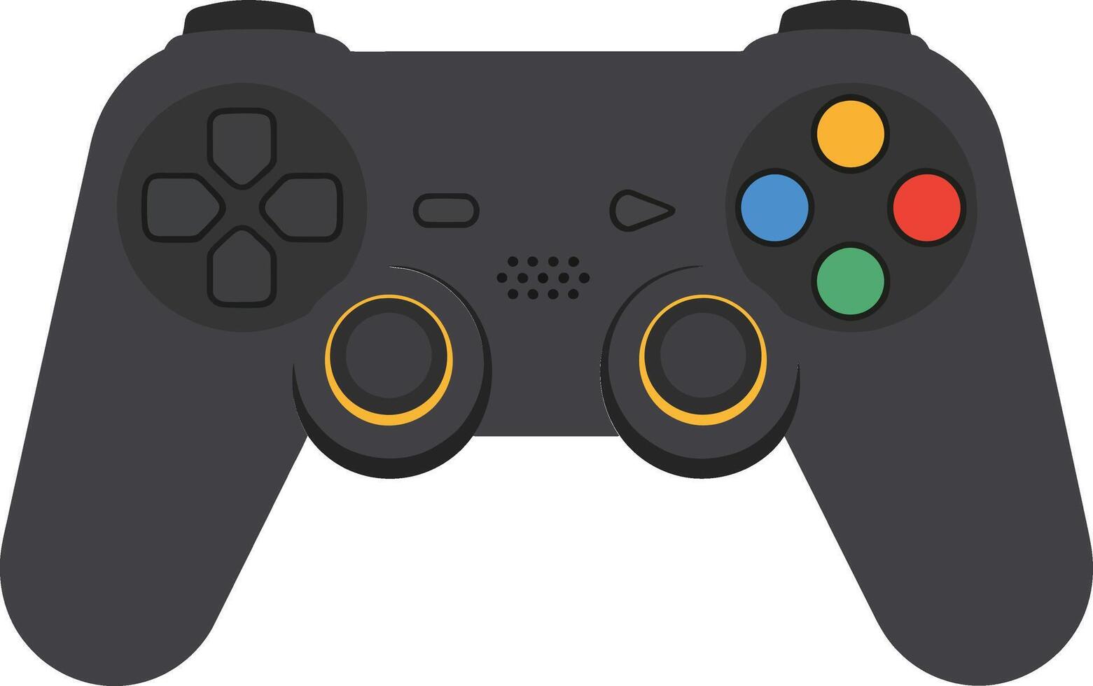 Black gaming controller with colorful buttons and ergonomic design for game enthusiasts and players vector