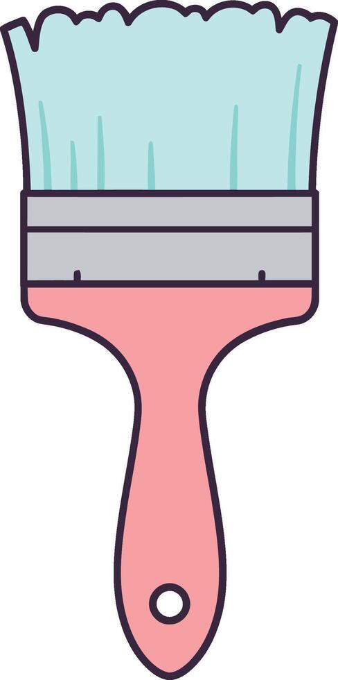 Paintbrush with light blue bristles and pink handle isolated on white background illustration vector