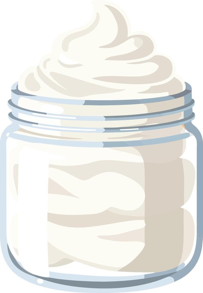 Whipped cream in glass jar isolated on white background realistic dairy product container illustration vector