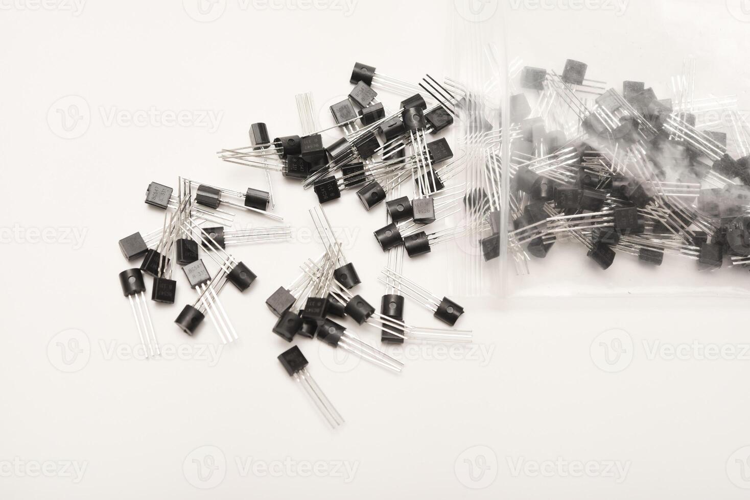 Randomly placed bipolar transistors. A bipolar transistor for electronics. photo