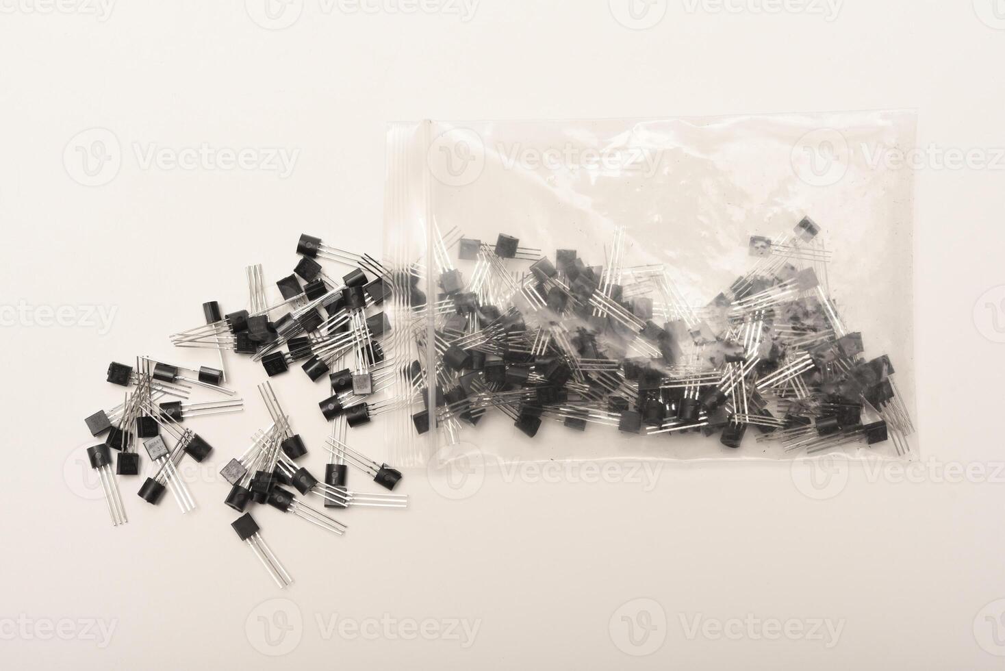 Variety of plastic semiconductors. A bipolar transistor for electronics. photo