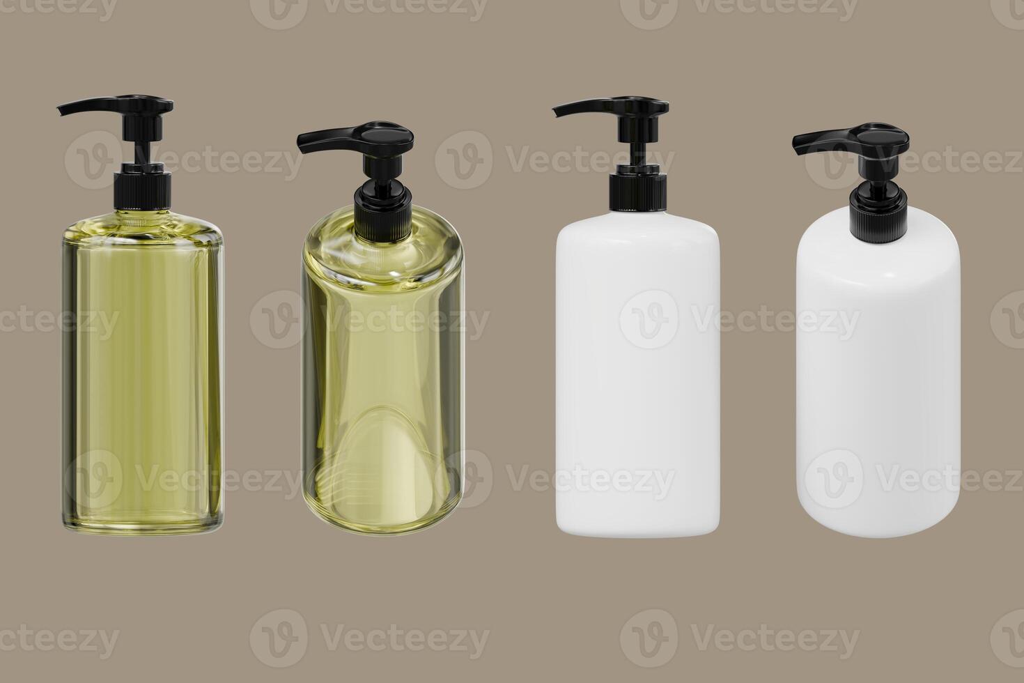 Clear yellow Shampoo bottle product mockup for presentation isolated background 3d rendering photo